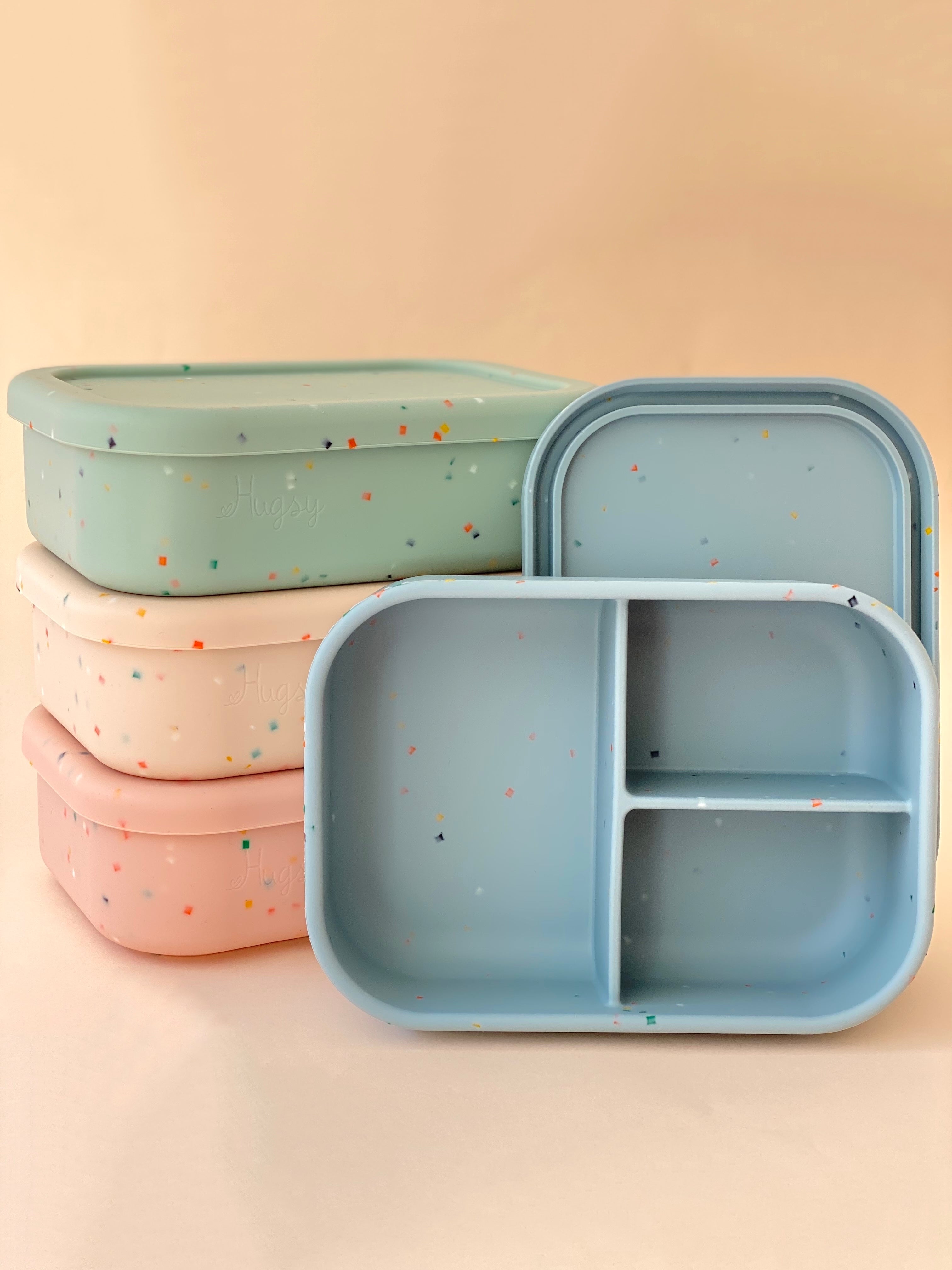 SILICONE LUNCH BOX / Bento box CONFETTI - 3 Compartment