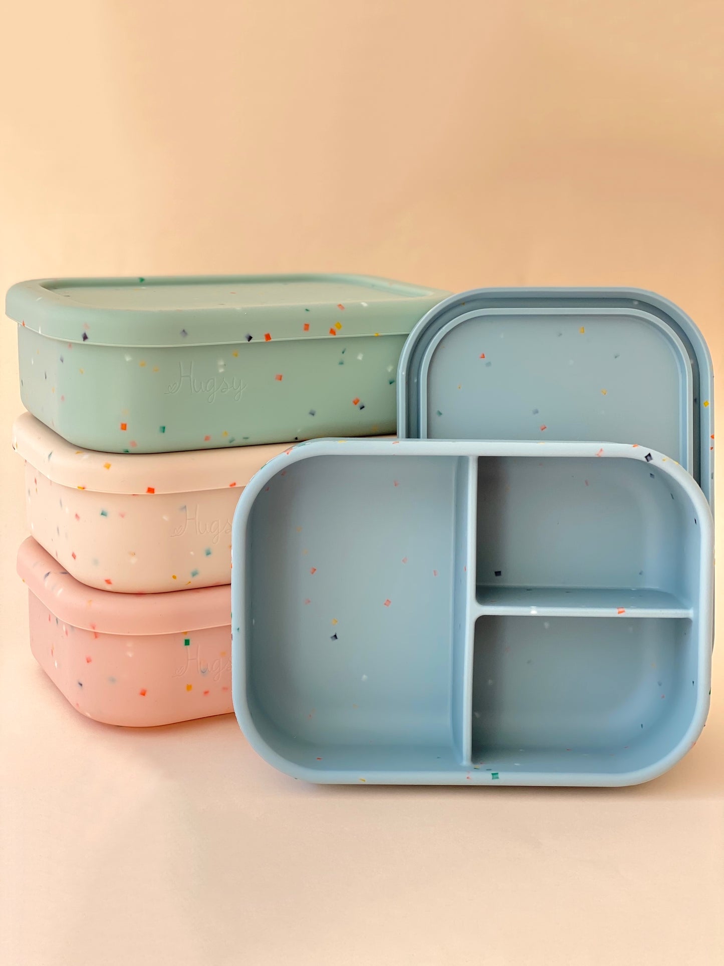 SILICONE LUNCH BOX / Bento box CONFETTI - 3 Compartment