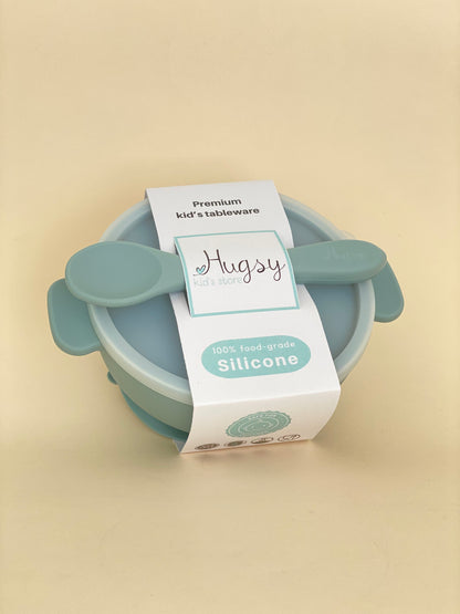 SILICONE SUCTION BOWL AND SPOON SET